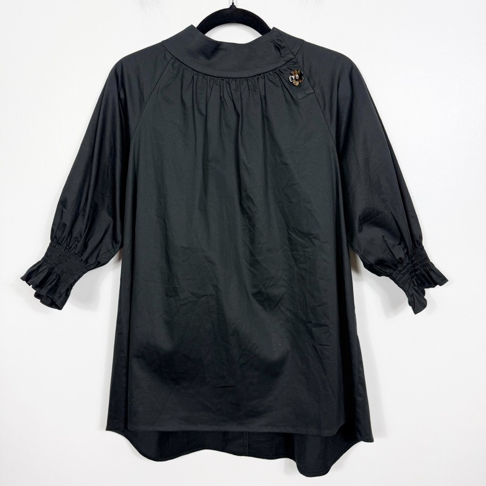 Tuckernuck twombly natalia black cotton blend blouse size medium
